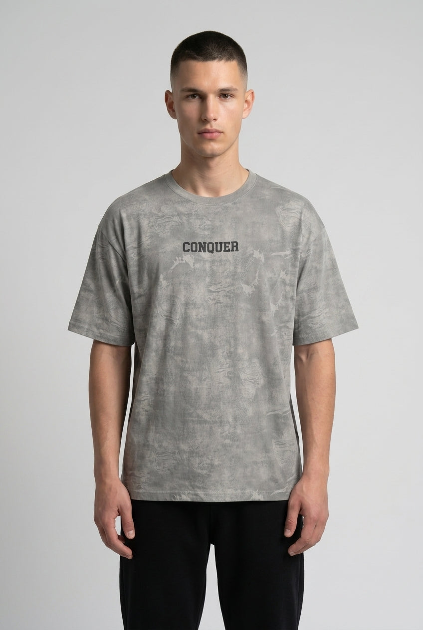 DEEDAT Oversized Crew Neck Short Sleeve Tees - Gray