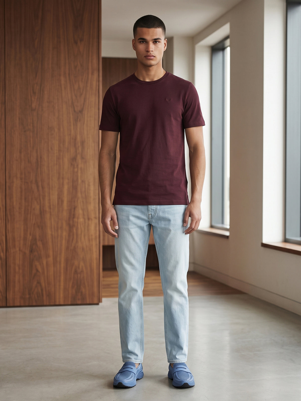 DEEDAT Air Flex Slim Fit Tees - Maroon
