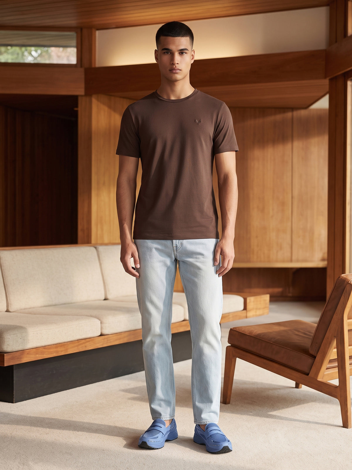 DEEDAT Air Flex Slim Fit Tees - Brown