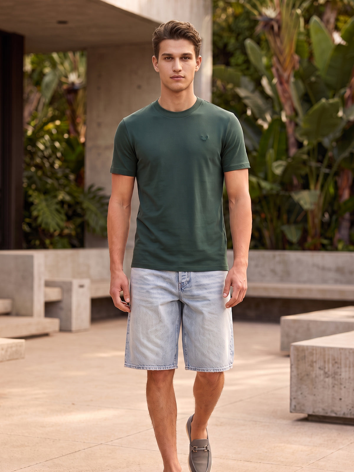 DEEDAT Air Flex Slim Fit Tees - Dark Green