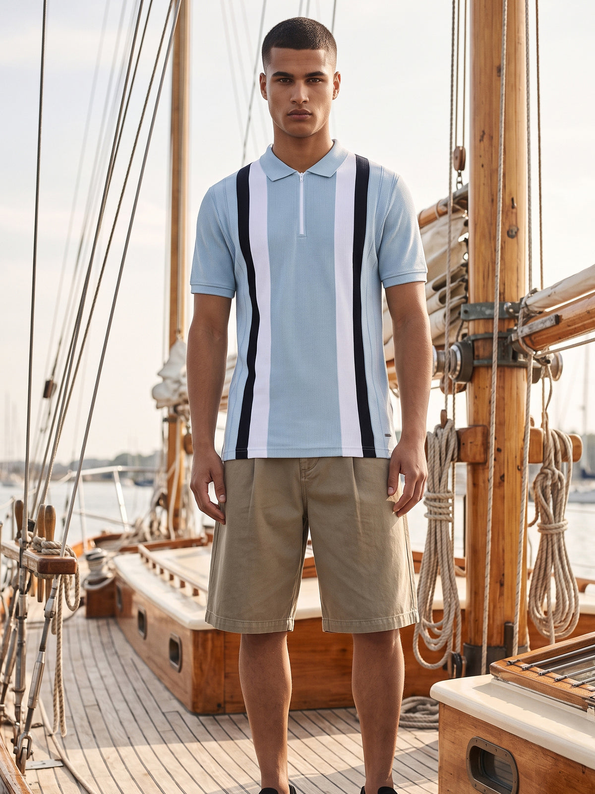 DEEDAT Slim Fit Polo Tees - Sky Blue