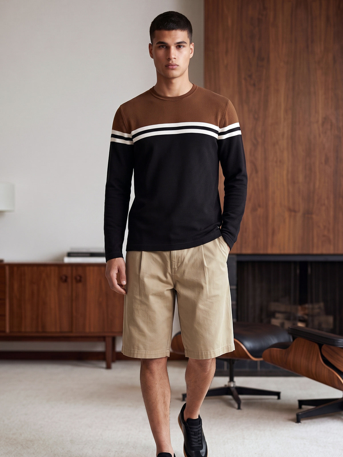 DEEDAT Men's Slim Fit Tees - Brown
