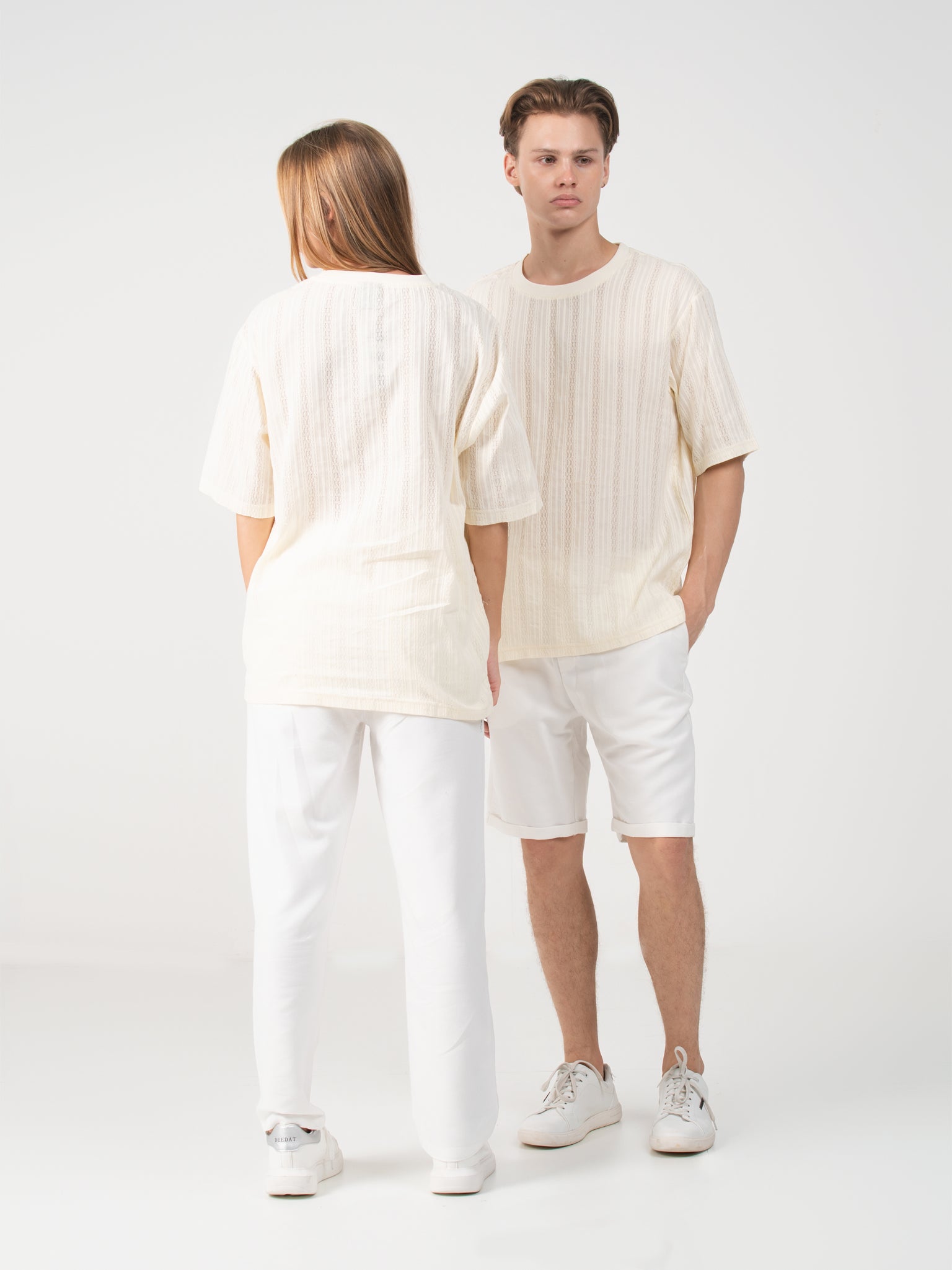 DEEDAT NATURE VERSE Crew Neck Tee Shirt - Cream