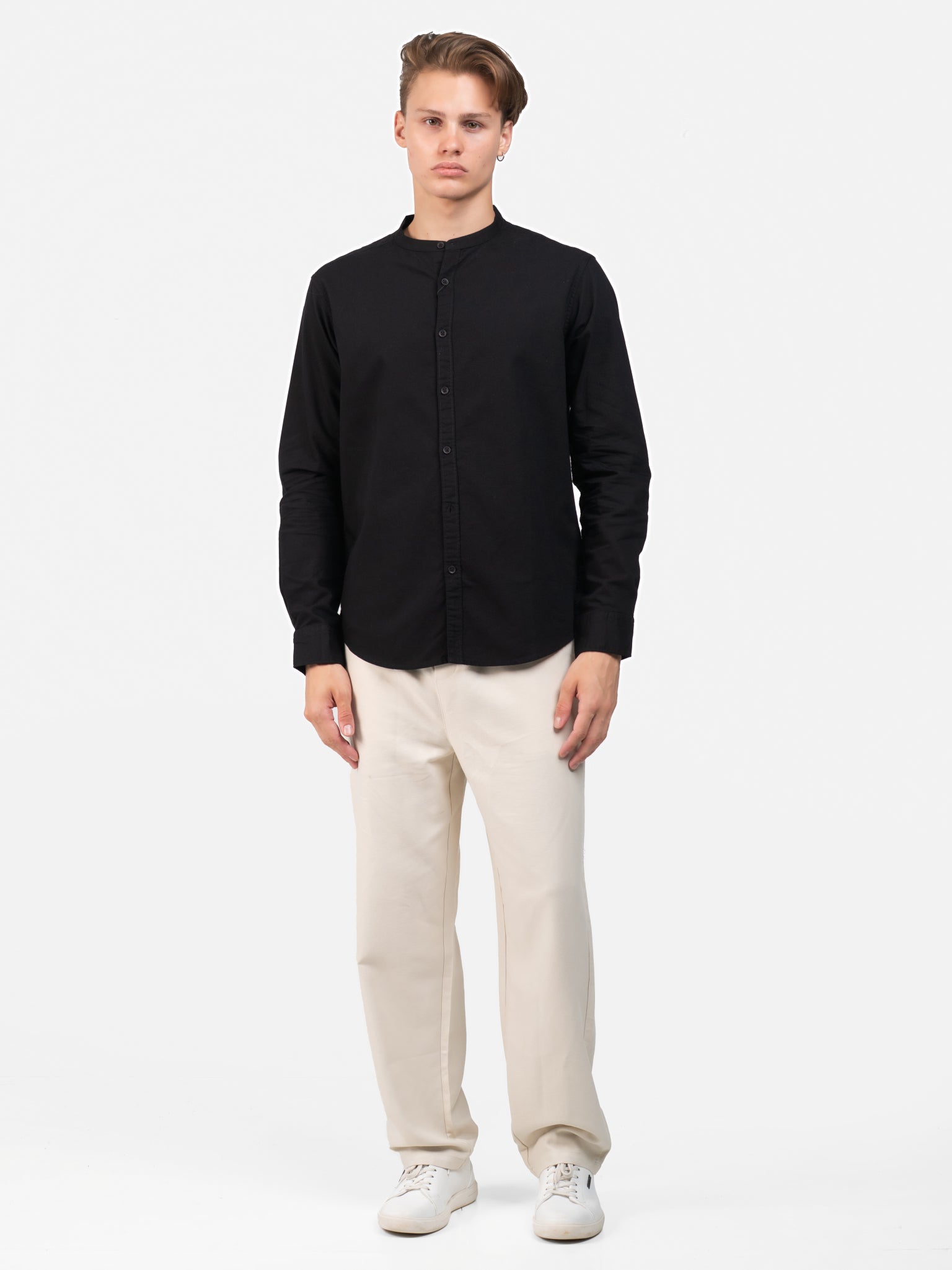 DEEDAT Slim Fit Long Sleeve Shirt - Black