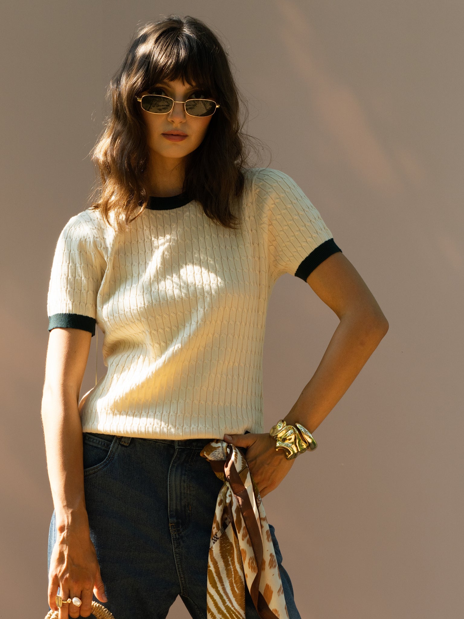 DEEDAT PORTOFINO Women's Crew Neck Tees – Beige