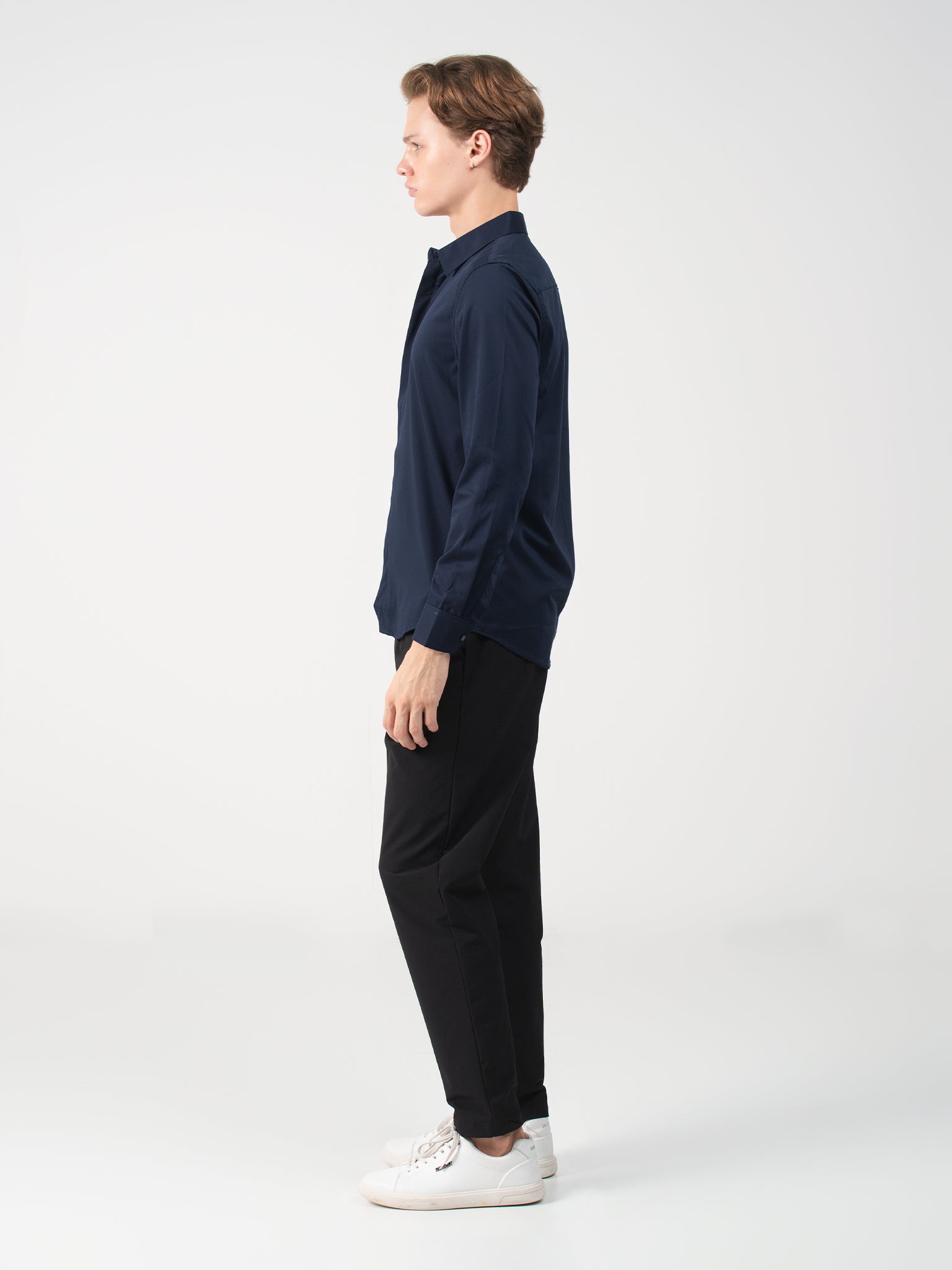 DEEDAT Long Sleeve Slim Fit Party Shirt - Navy