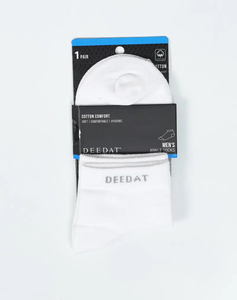 DEEDAT Men's Ankle Socks - White
