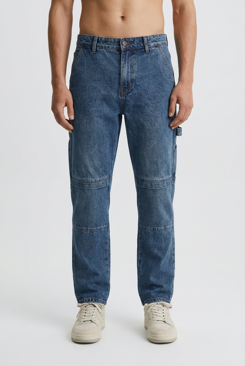 DEEDAT Oversize Standard Hem Jeans - Light Blue