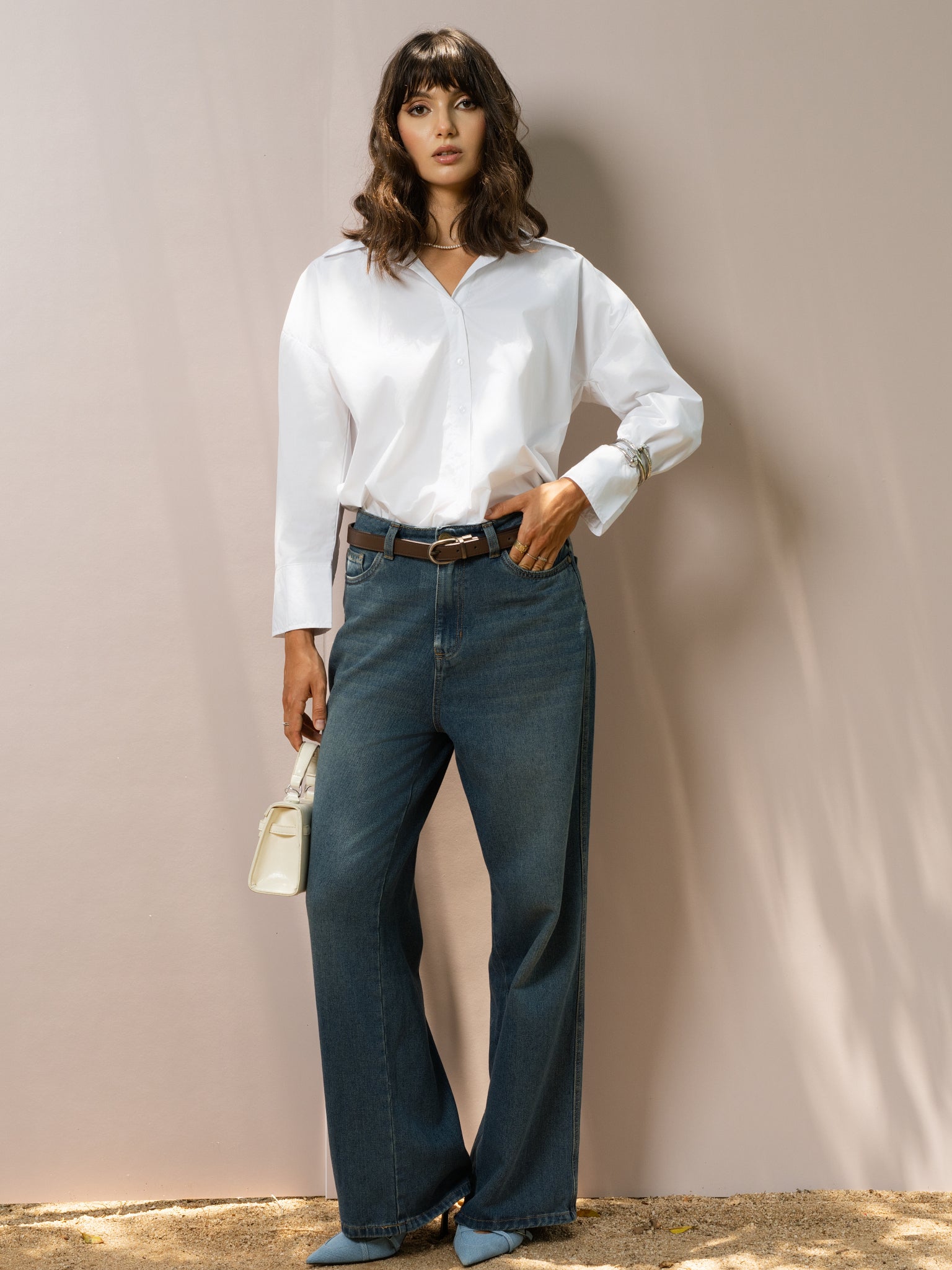 DEEDAT PORTOFINO Oversize Casual Blouse - White