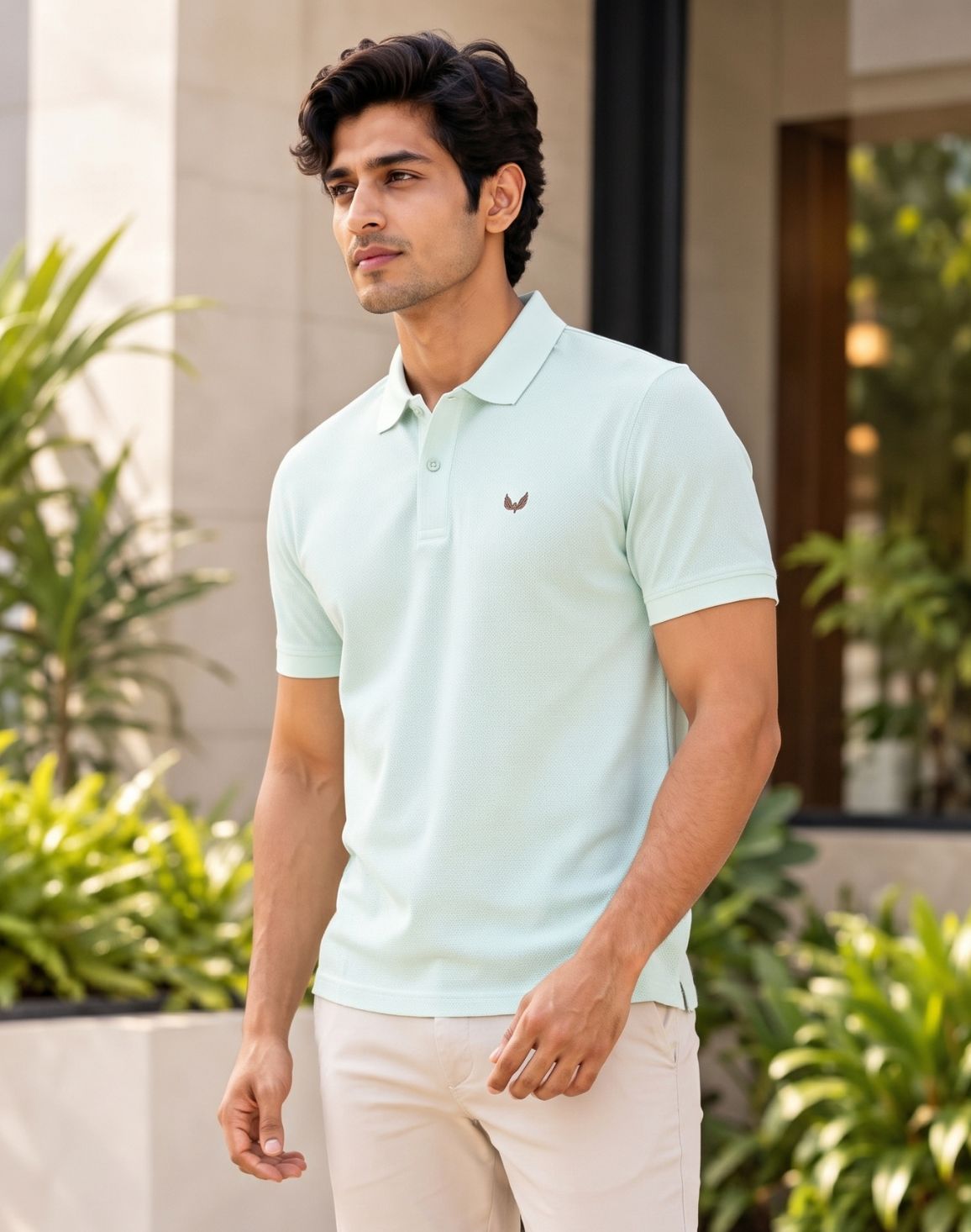 DEEDAT Men's Air Flex Regular Fit Polo Tees - Mint Green
