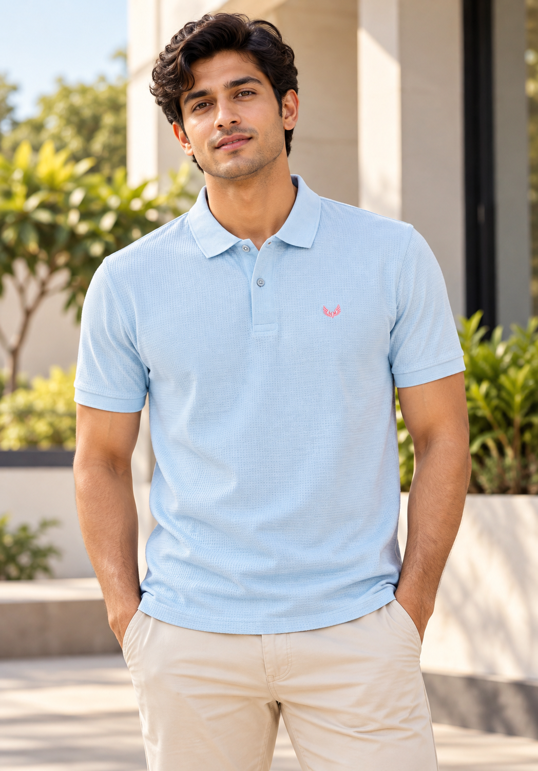 DEEDAT Men's Air Flex Regular Fit Polo Tees - Sky Blue