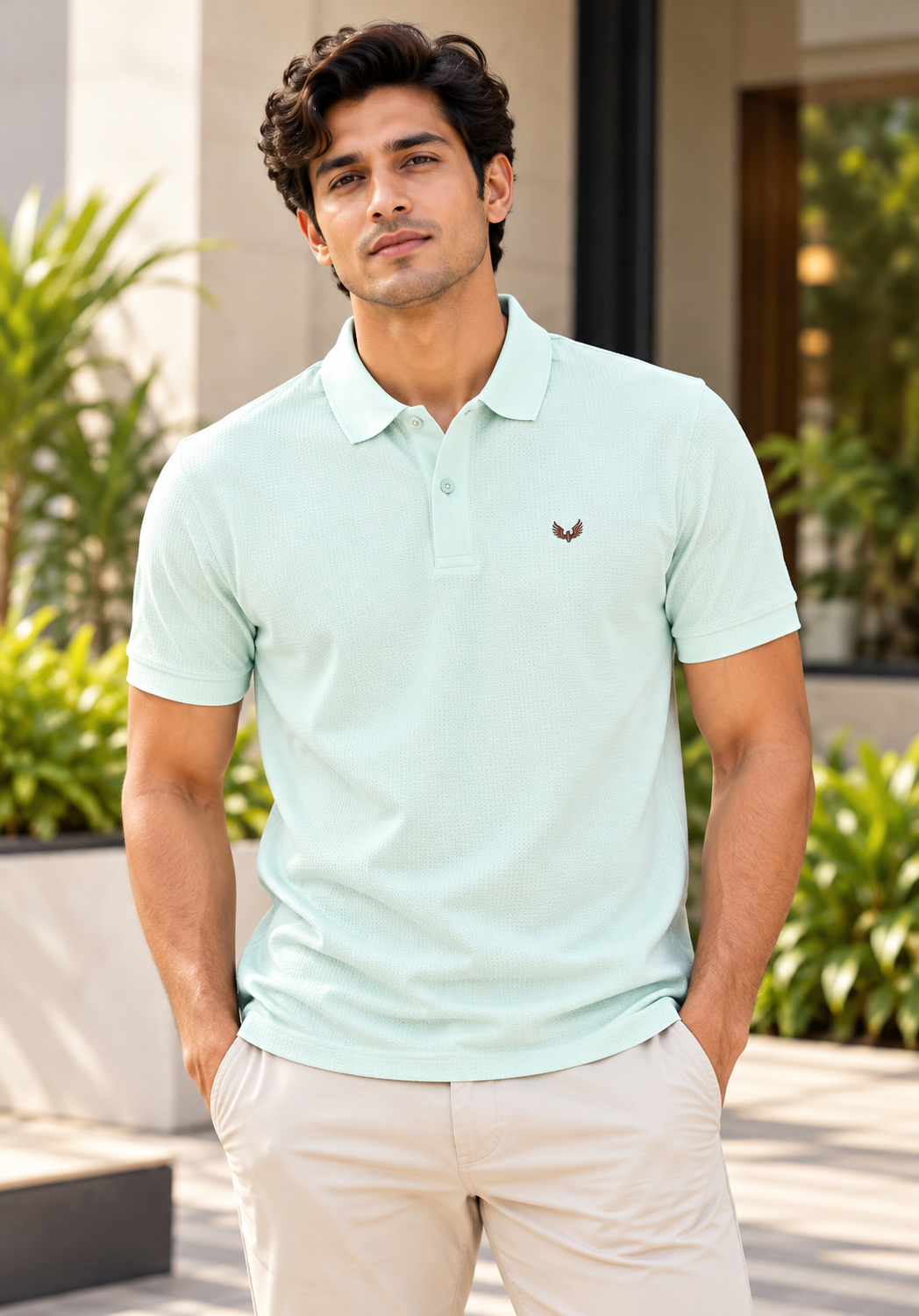 DEEDAT Men's Air Flex Regular Fit Polo Tees - Mint Green