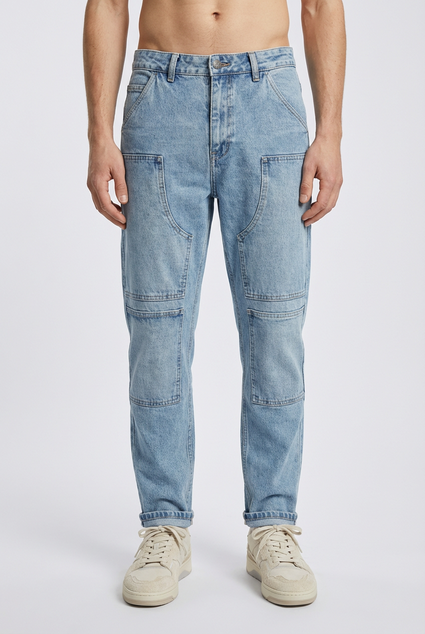 DEEDAT Oversize Standard Hem Jeans - Light Blue