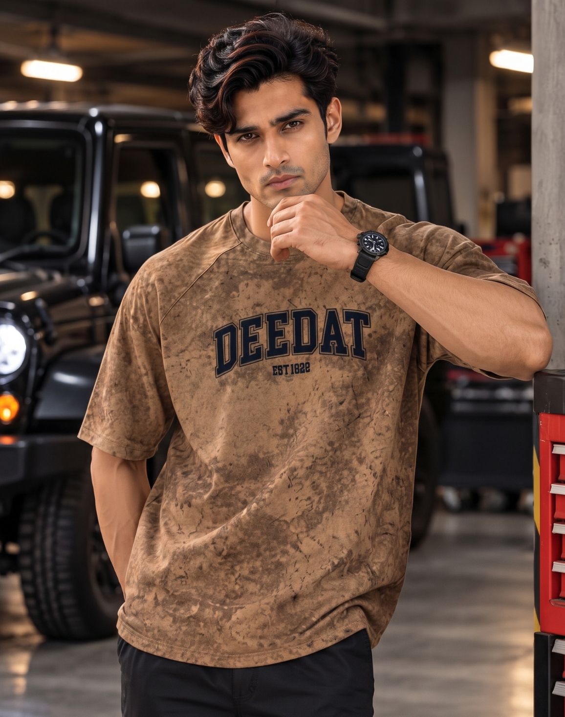 DEEDAT Walker Oversized Tees - Brown