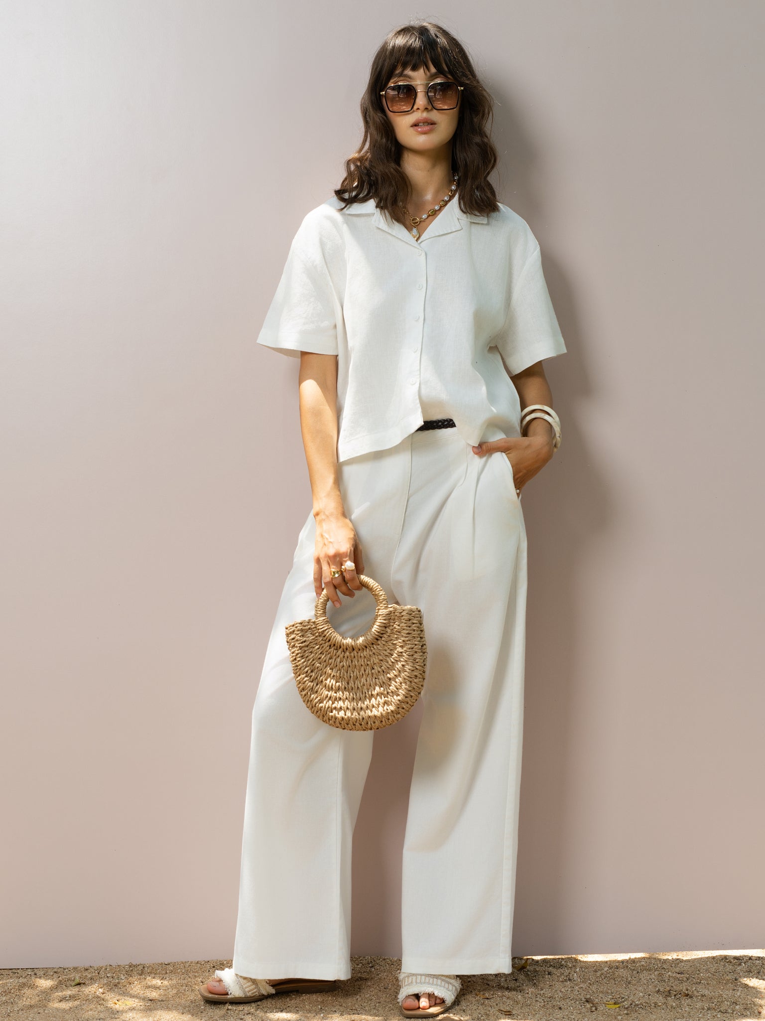 DEEDAT PORTOFINO Oversize Casual Blouse - White