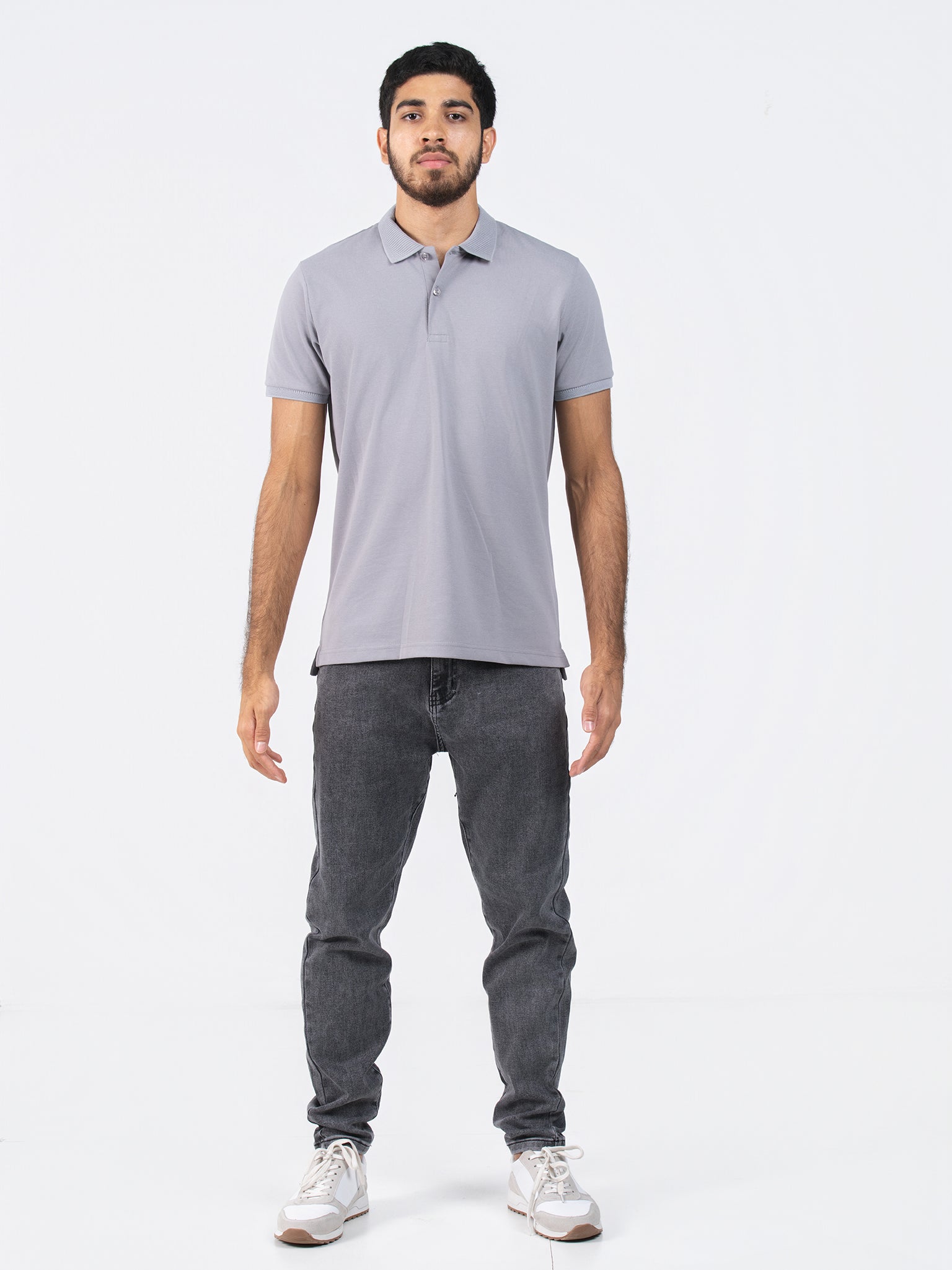 DEEDAT Slim Fit Polo Tees - Gray