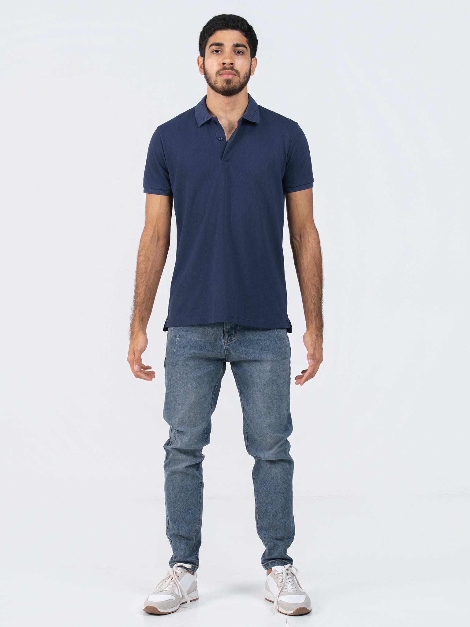 DEEDAT Slim Fit Polo Tees - Navy
