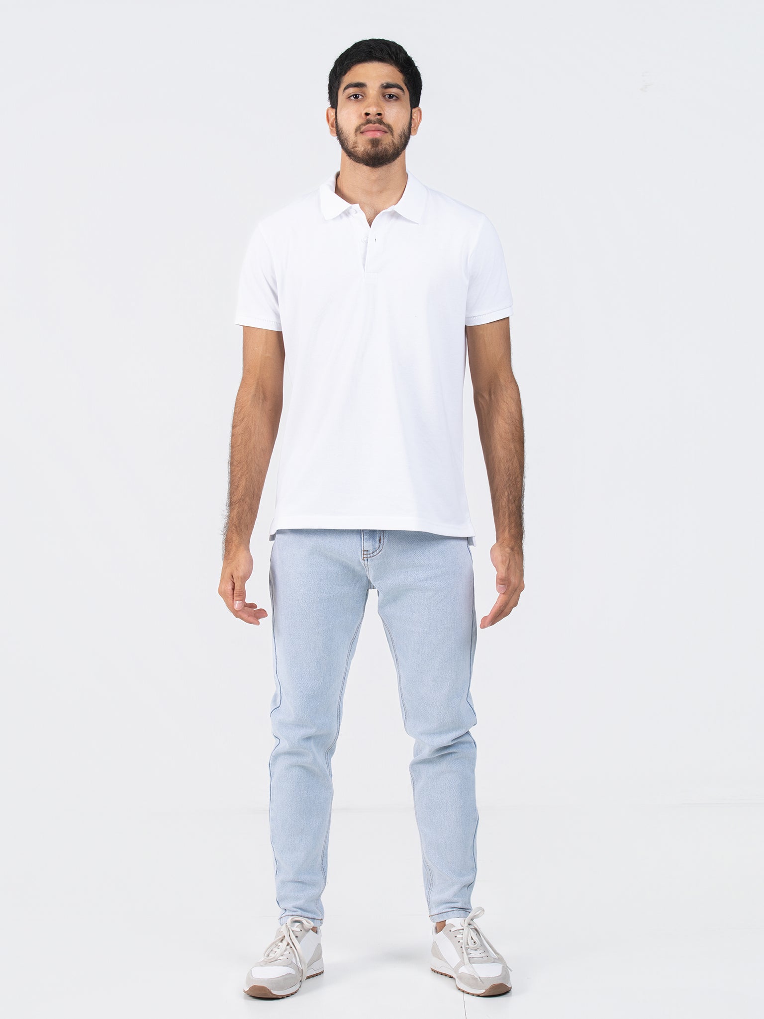 DEEDAT Slim Fit Polo Tees - White