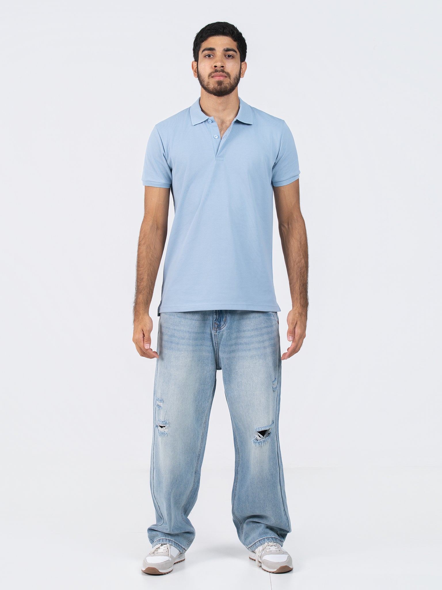 DEEDAT Slim Fit Polo Tees - Ligth Blue