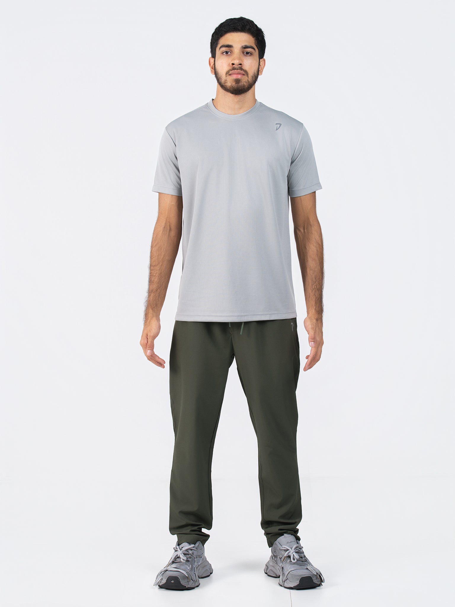 DEEDAT Performance Wear Slim Fit Crew Neck Tees - Light Gray