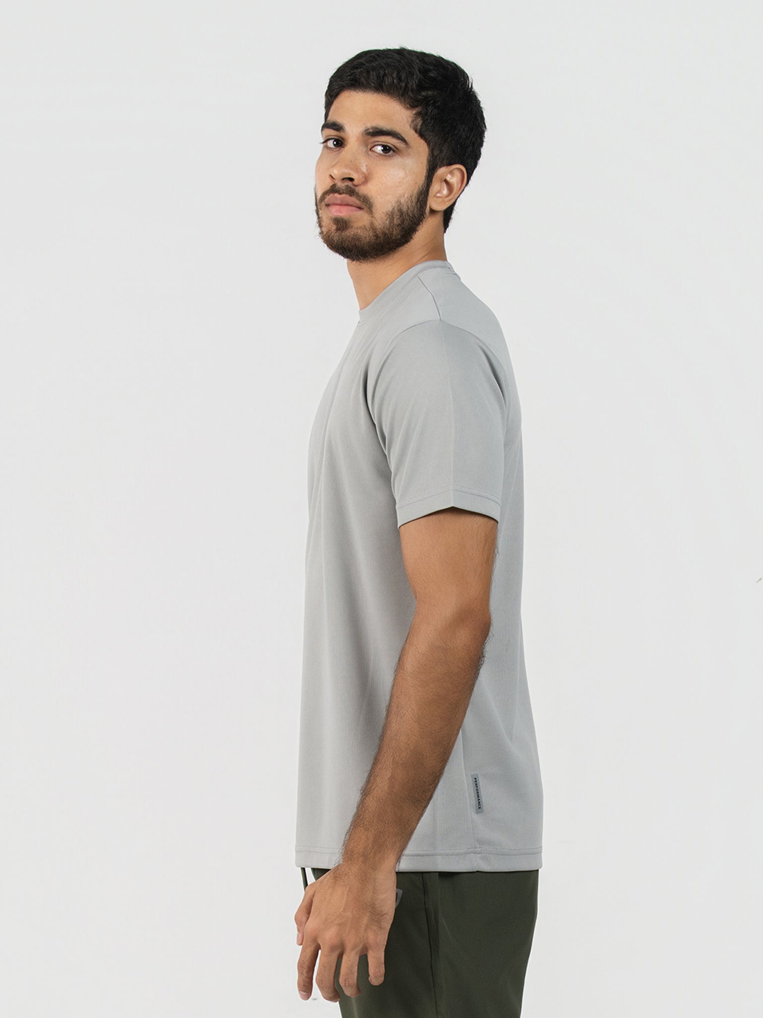 DEEDAT Performance Wear Slim Fit Crew Neck Tees - Light Gray