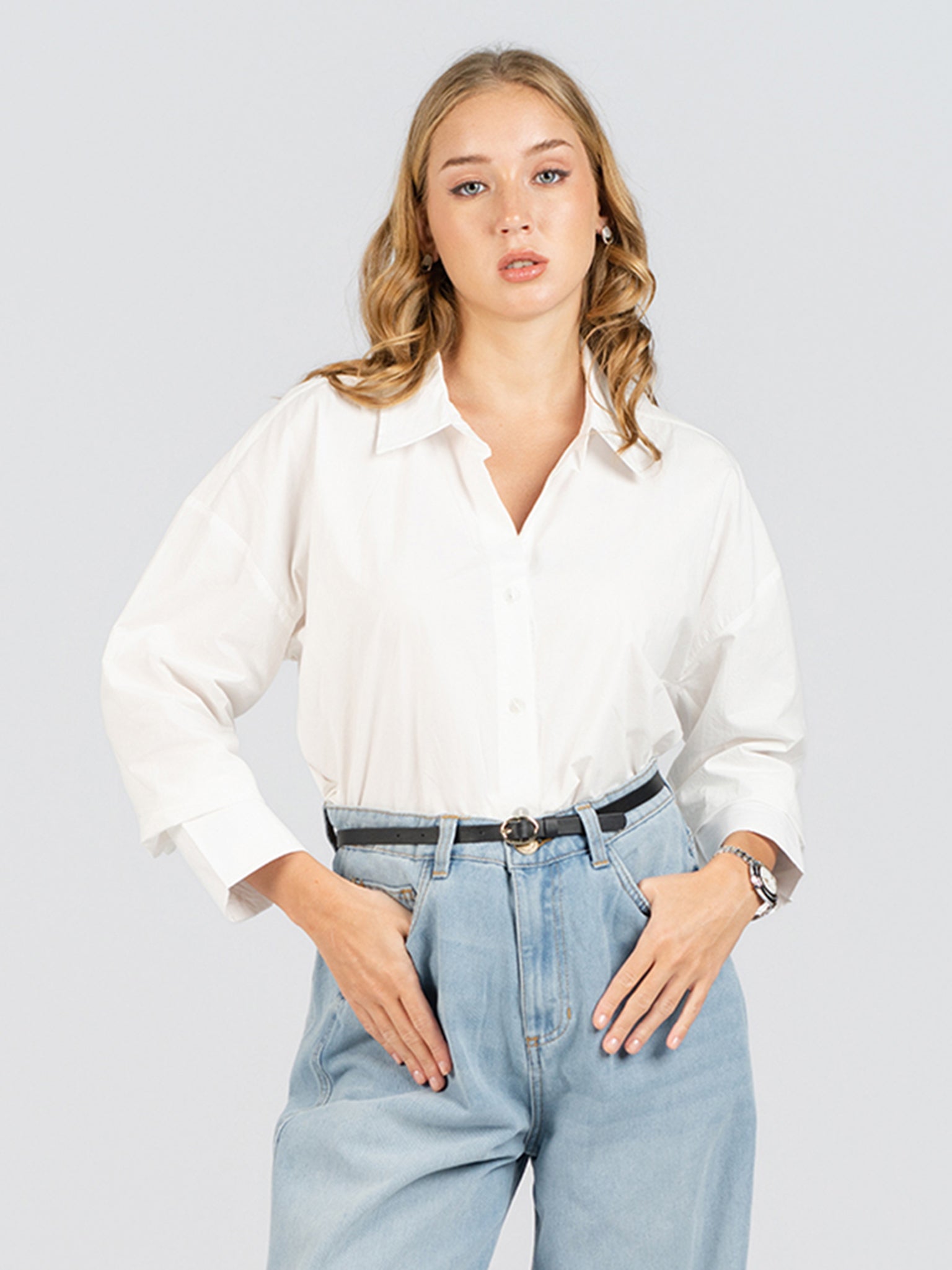 DEEDAT Women OVERSIZED Shirt Blouse - White