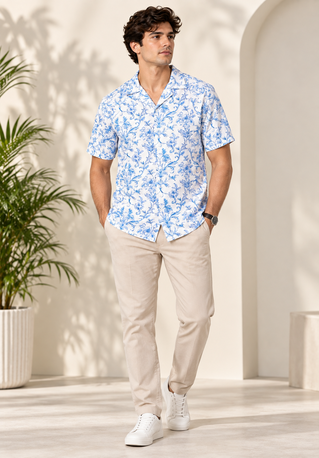 DEEDAT NATURE VERSE Regular Fit Shirt - Blue\White
