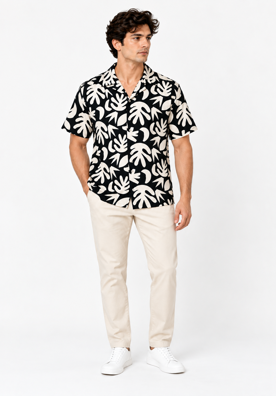 DEEDAT Men's Regular Fit Shirt - Black\White
