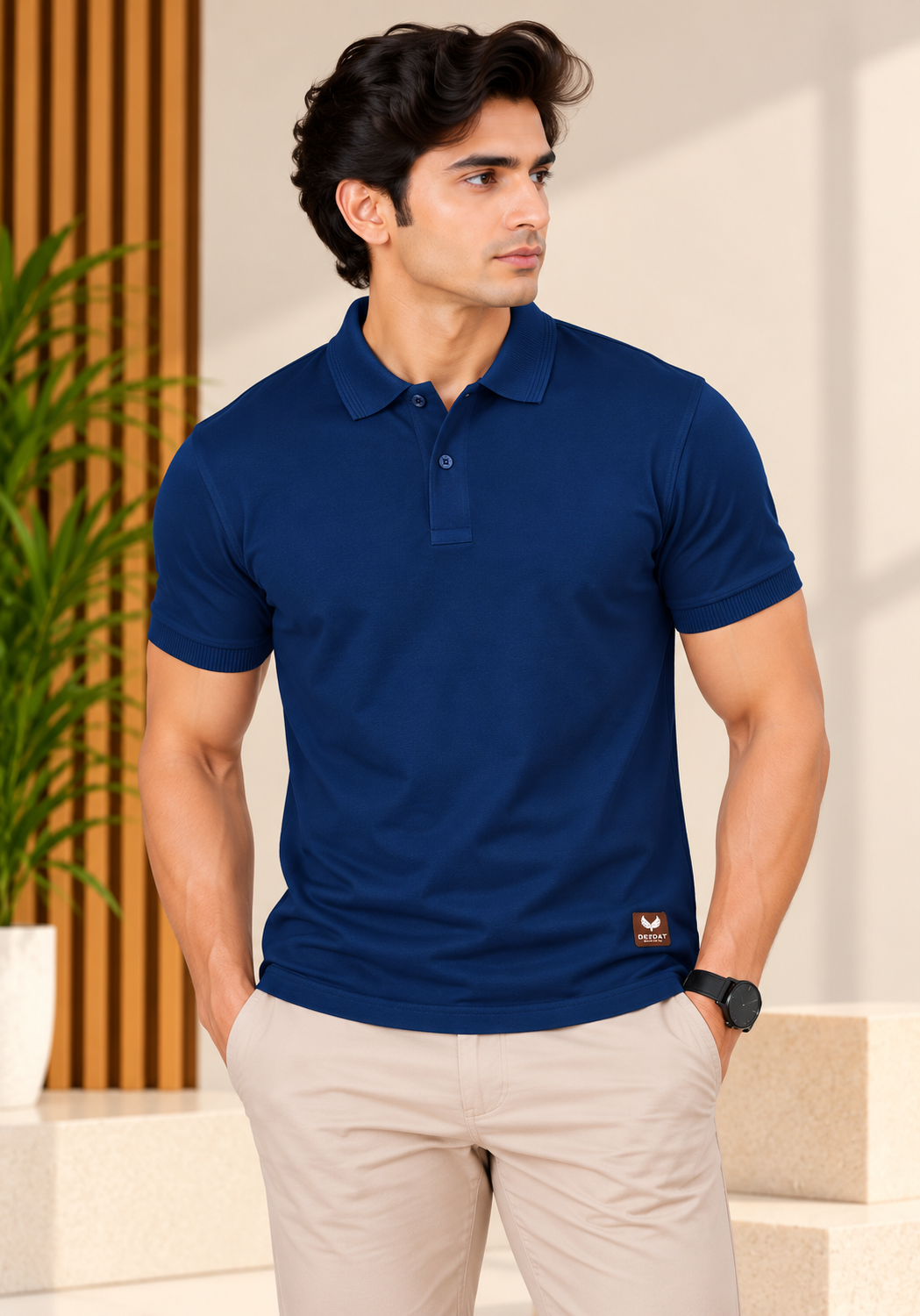 DEEDAT Polo Slim Fit Tees - Navy