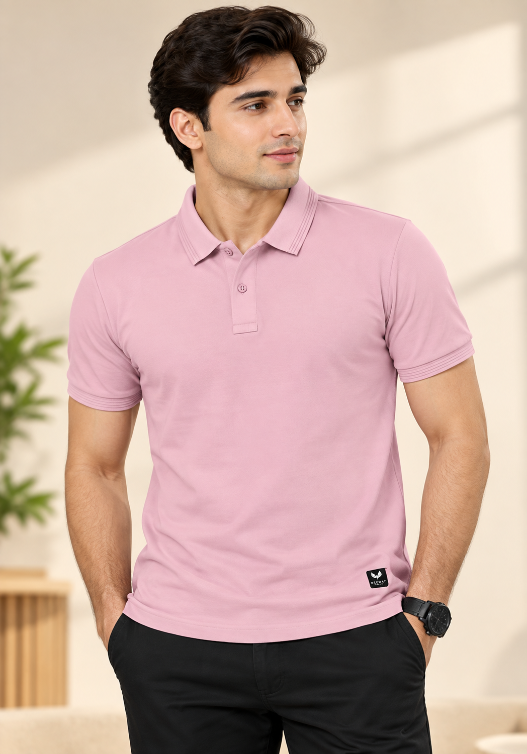DEEDAT Polo Slim Fit Tees - Dusty Pink