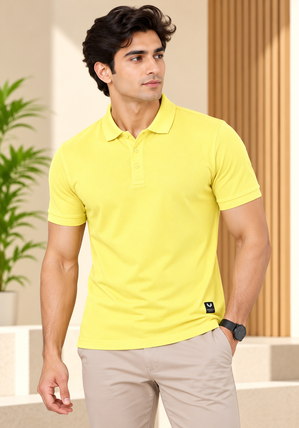 DEEDAT Polo Slim Fit Tees - Yellow