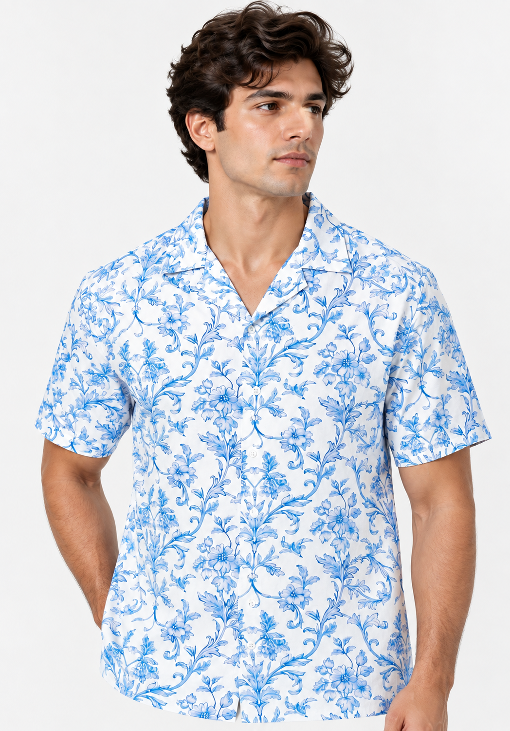 DEEDAT NATURE VERSE Regular Fit Shirt - Blue\White