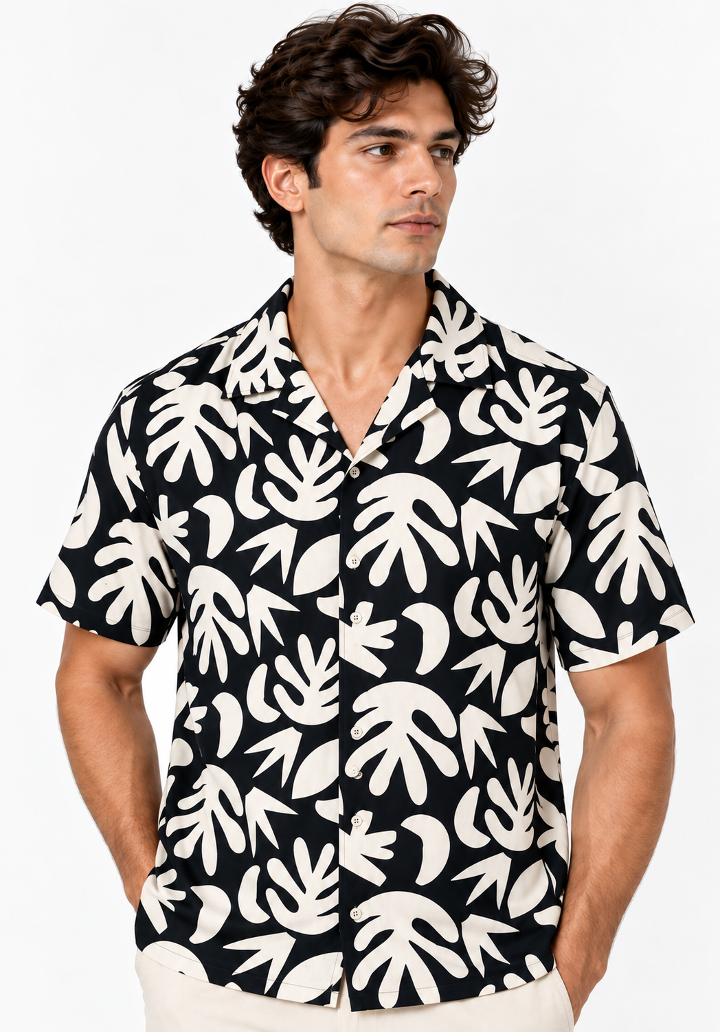 DEEDAT Men's Regular Fit Shirt - Black\White