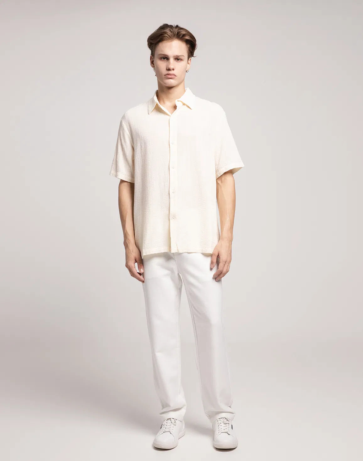 DEEDAT NATURE VERSE Men's Slim Fit Cotton Casual Shirt - Cream