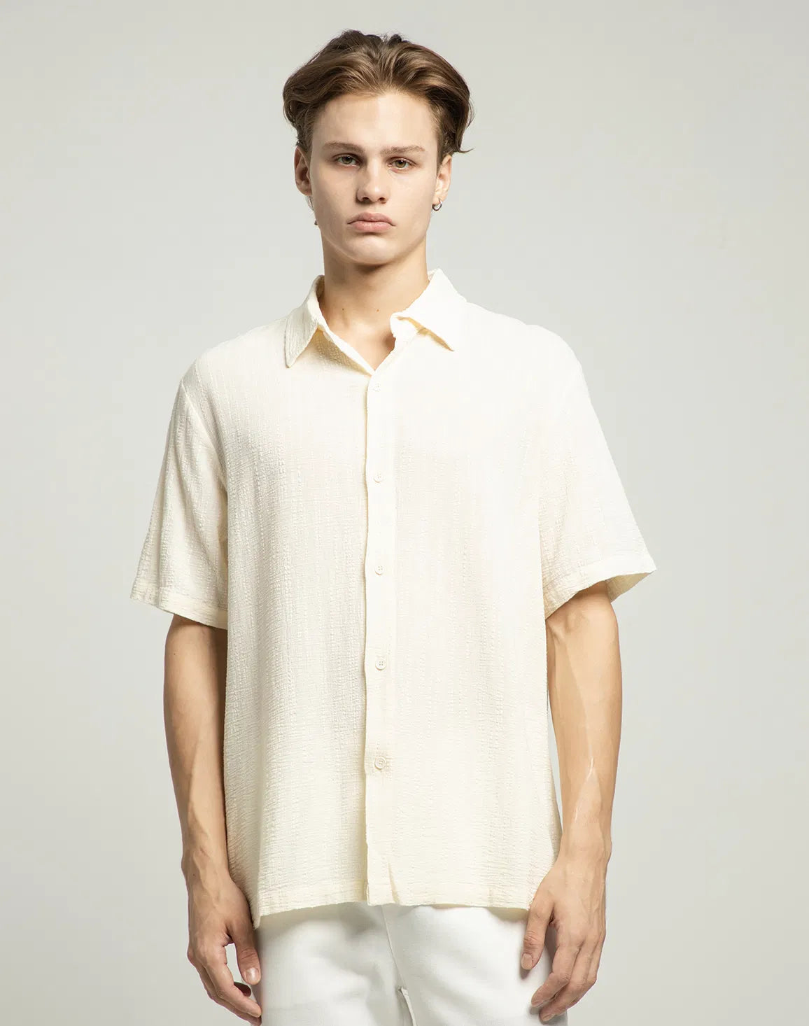 DEEDAT NATURE VERSE Men's Slim Fit Cotton Casual Shirt - Cream