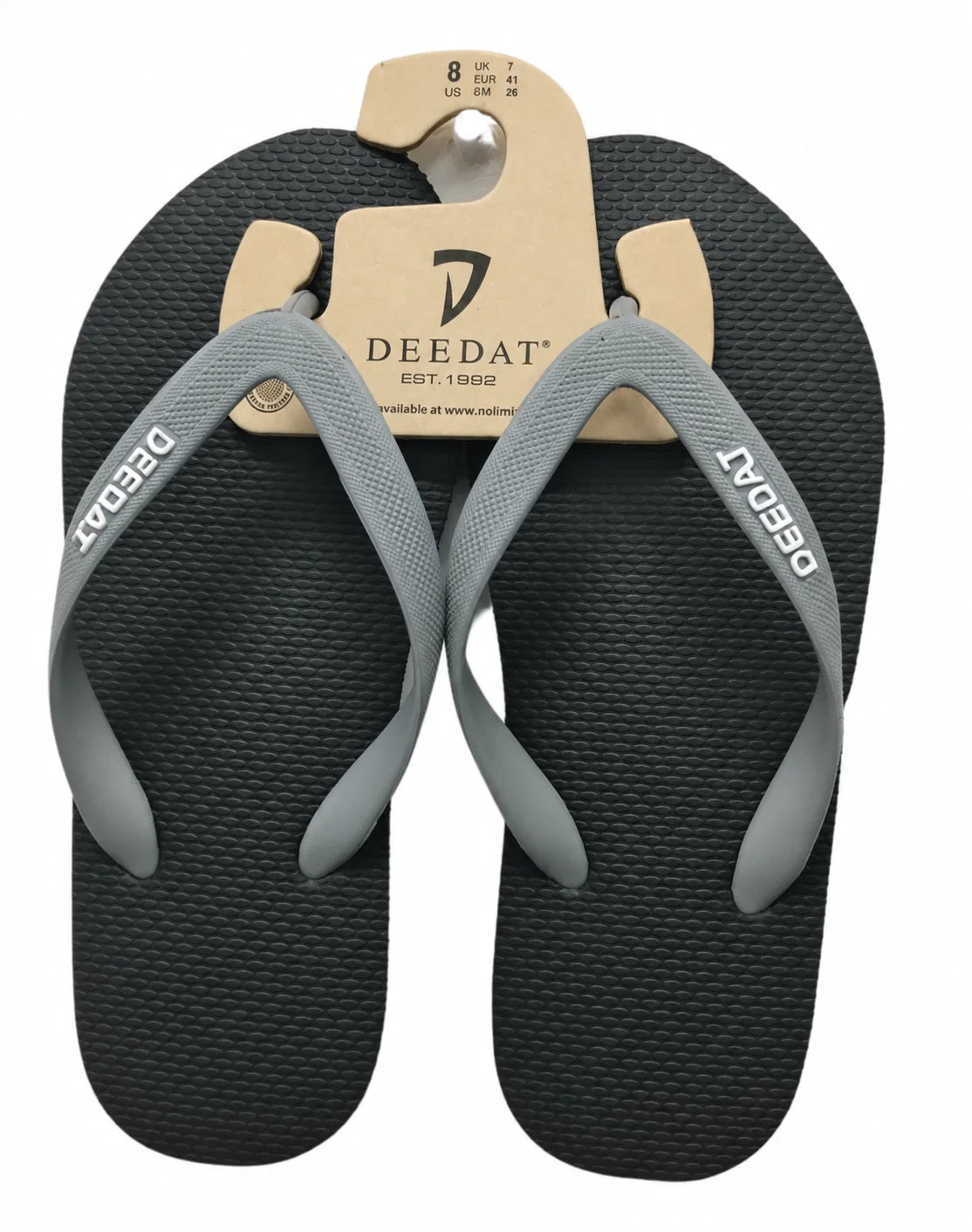DEEDAT Men's V-Strap Flip Flops - Black & Grey