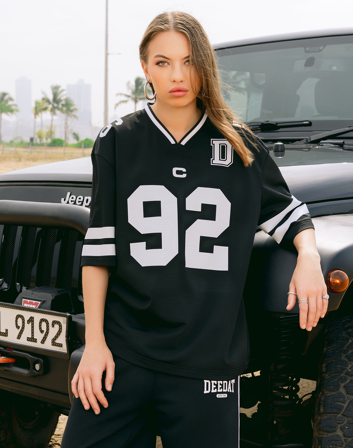 DEEDAT VARSITY Oversized Tee - Black