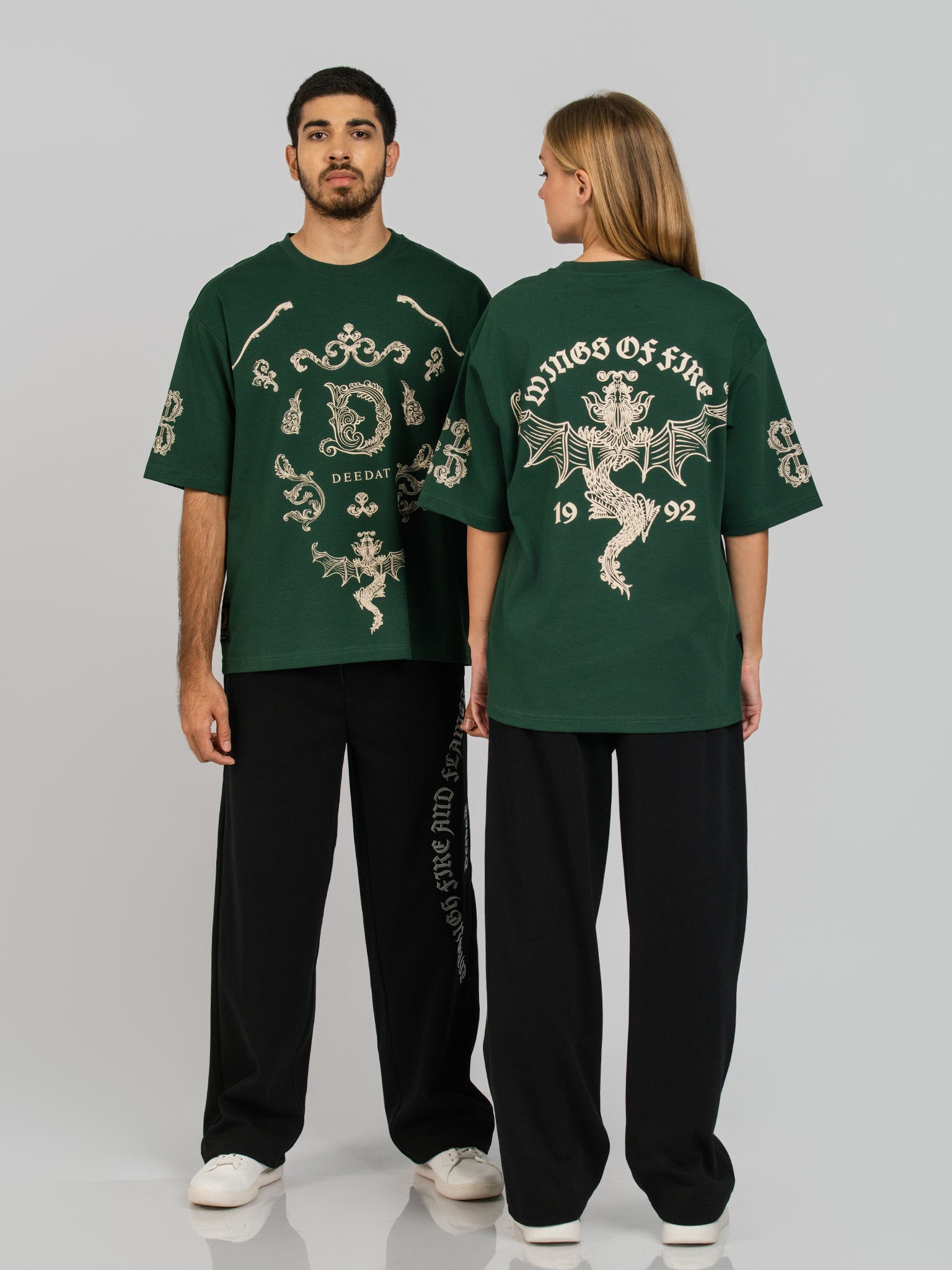 DEEDAT WINGS OF FIRE WALKER Oversized Uni Sex Tees - Green