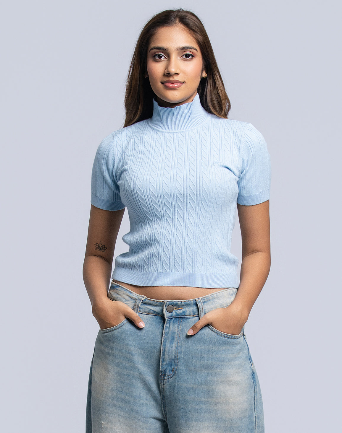 DEEDAT PORTOFINO Women's High Neck Tees - Light Blue