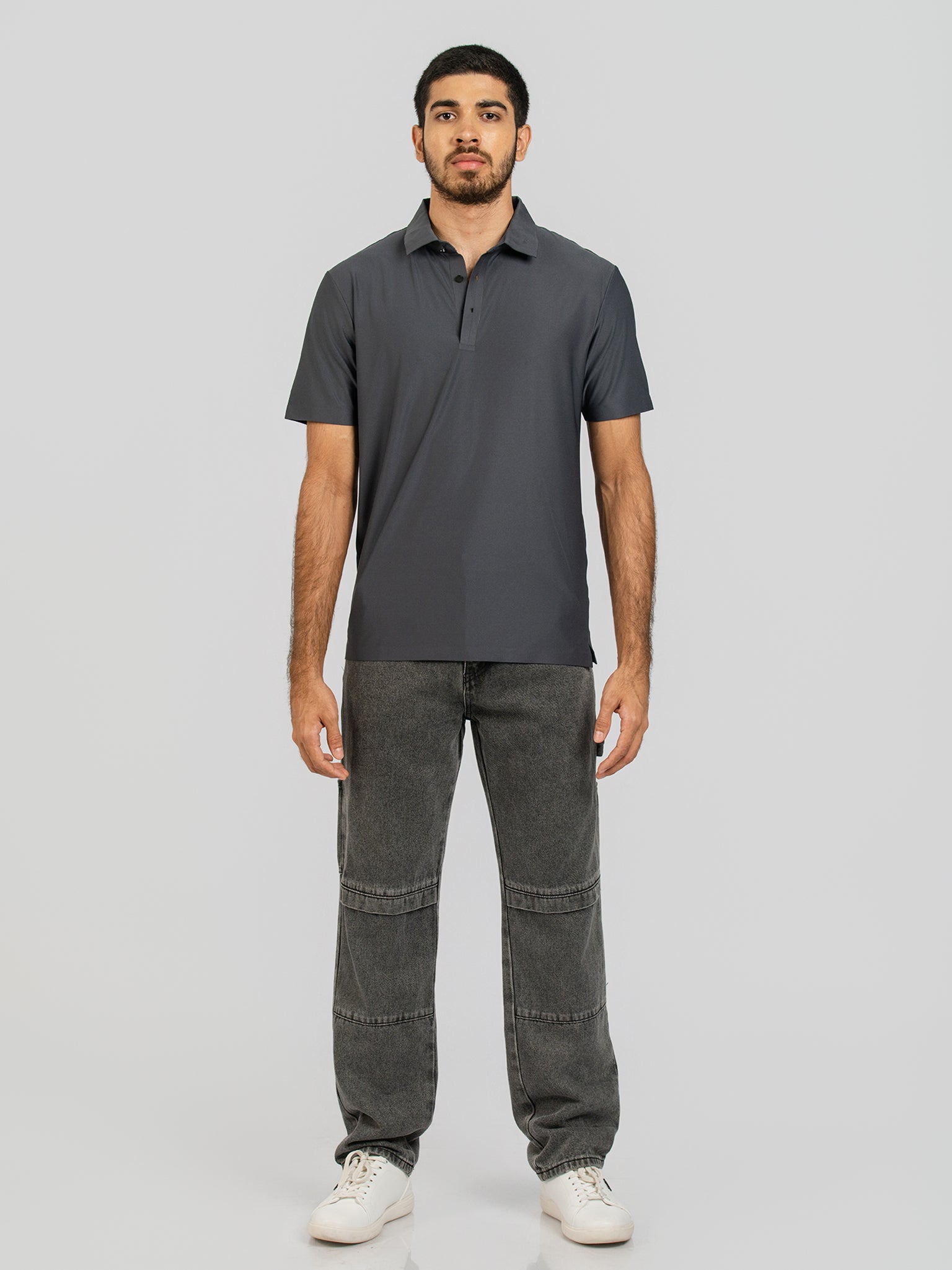 DEEDAT Slim Fit Polo Tees - Gray