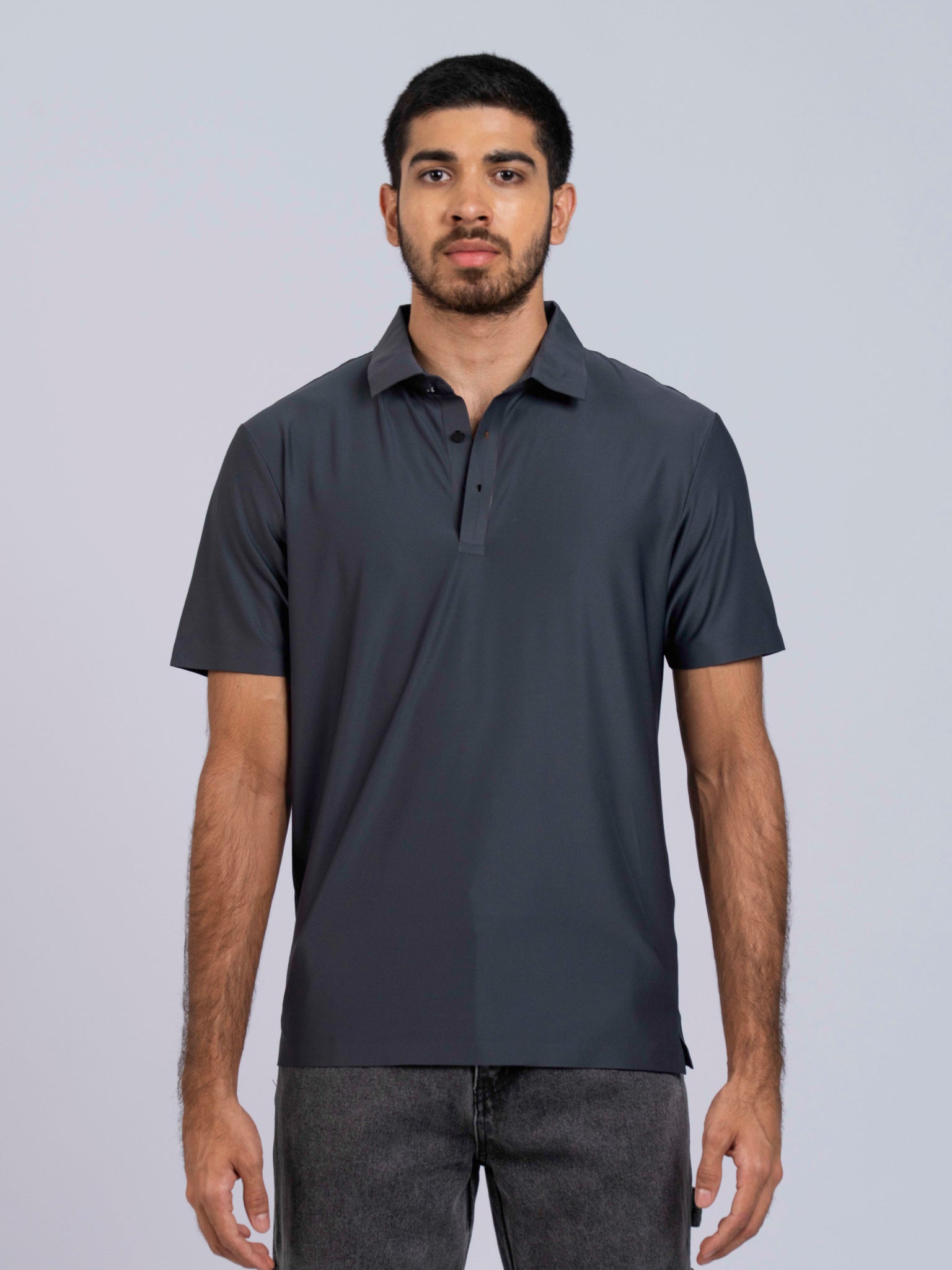 DEEDAT Slim Fit Polo Tees - Gray