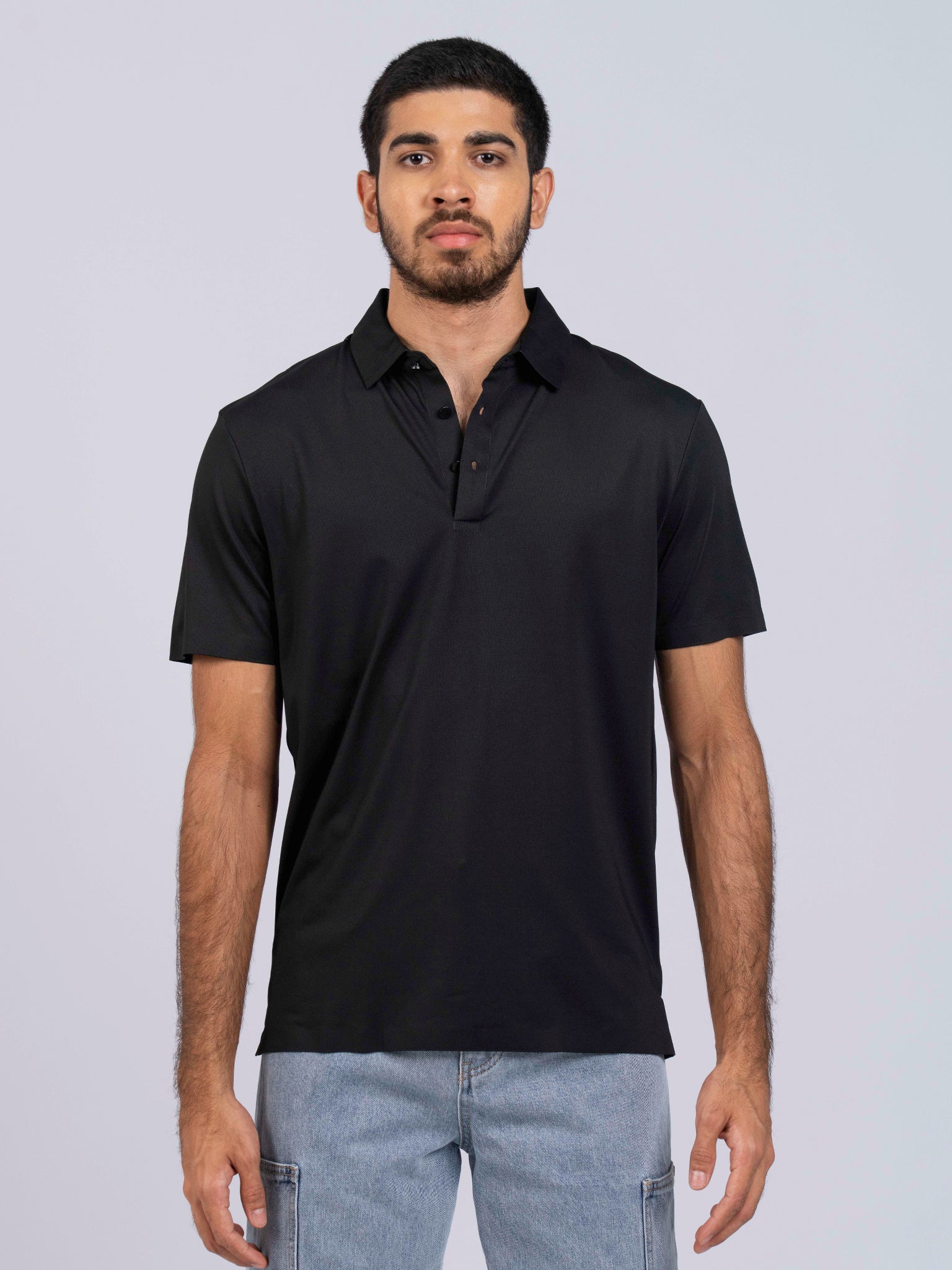 DEEDAT Slim Fit Polo Tees - Black