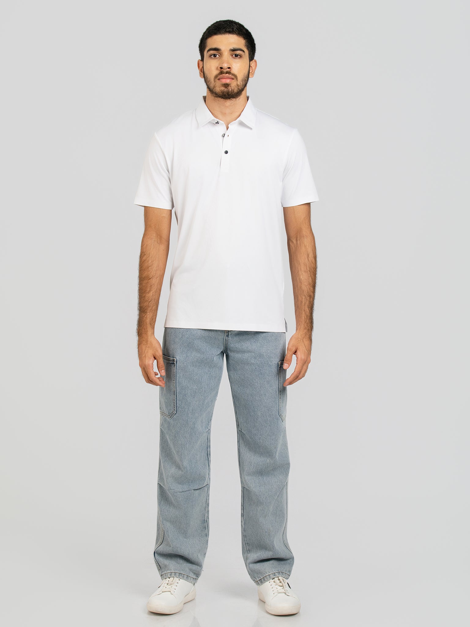 DEEDAT Slim Fit Polo Tees - White