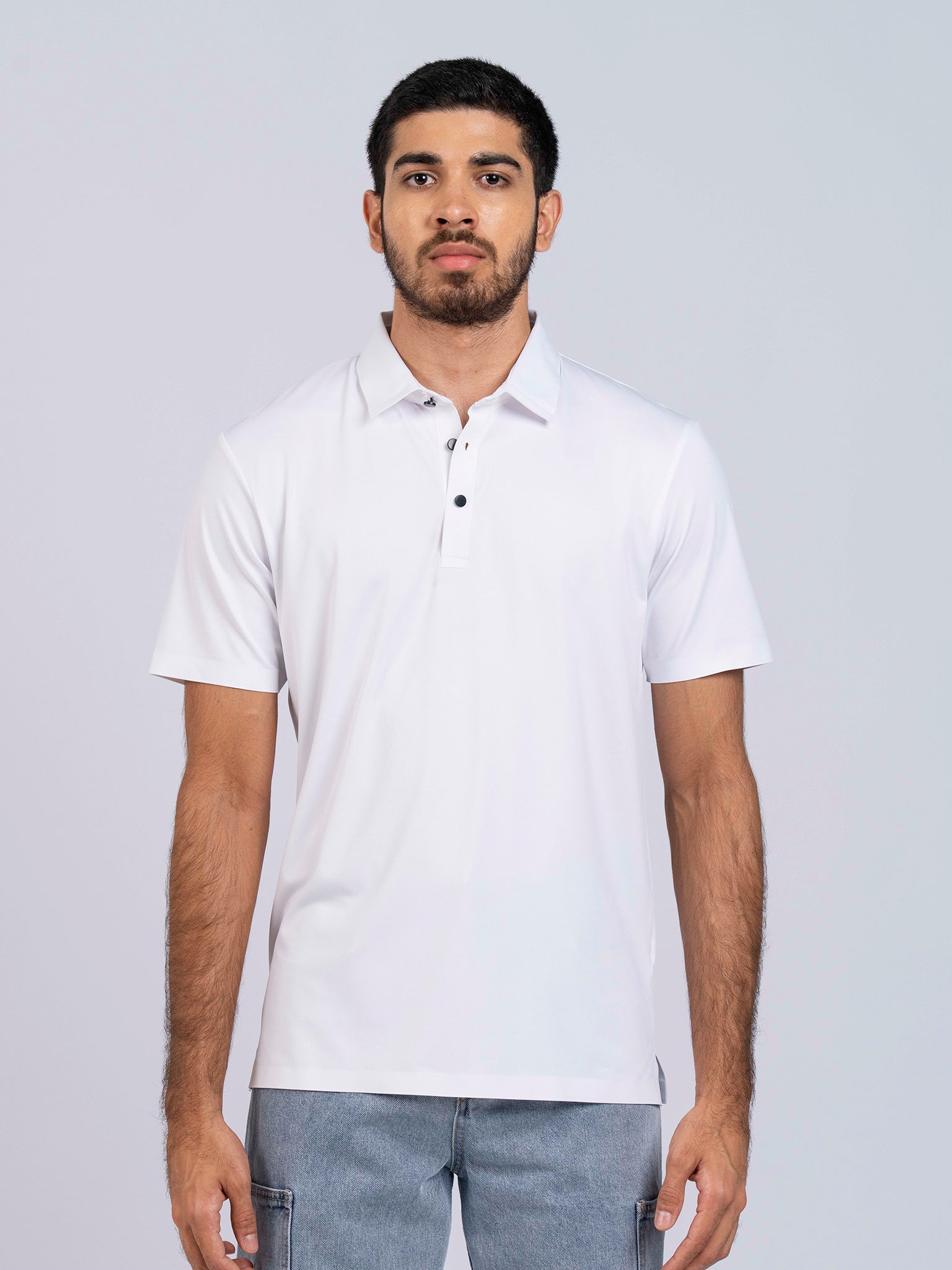 DEEDAT Slim Fit Polo Tees - White
