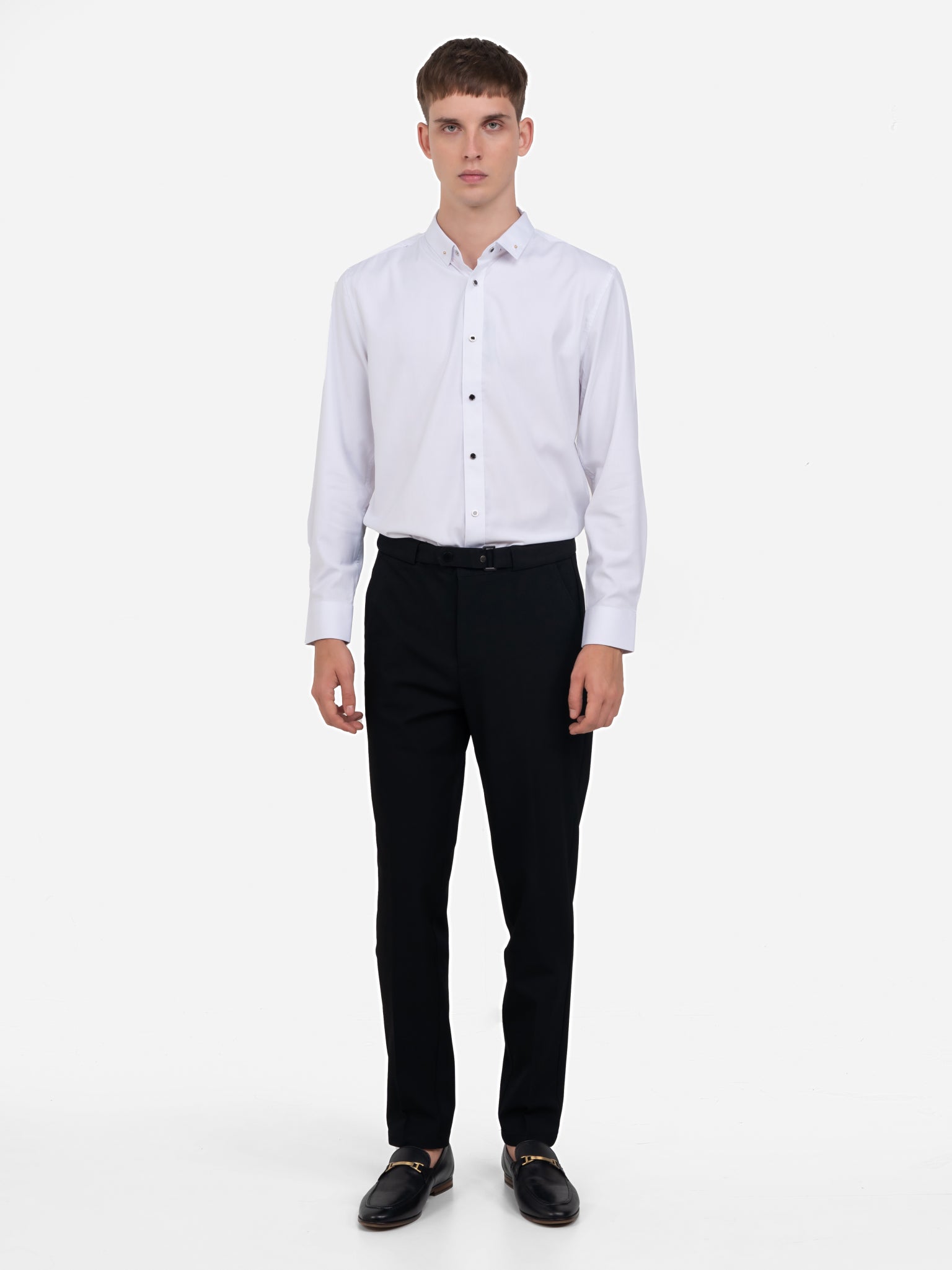 DEEDAT Long Sleeve Slim Fit Party Shirt - White