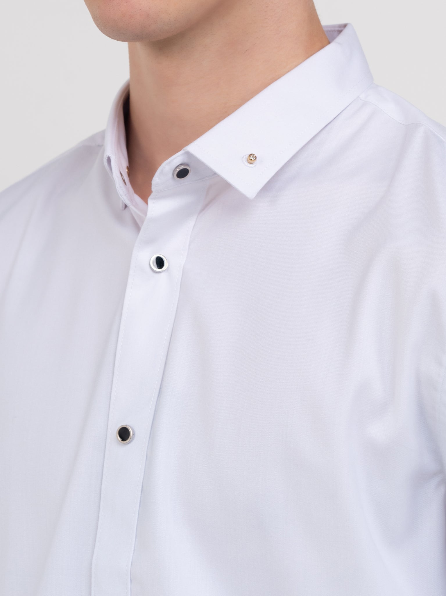 DEEDAT Long Sleeve Slim Fit Party Shirt - White