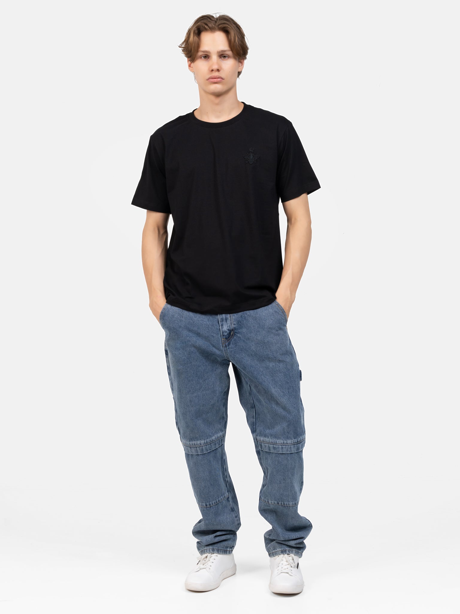 DEEDAT Crew Neck Regular Fit Short Sleeve Tee - Black