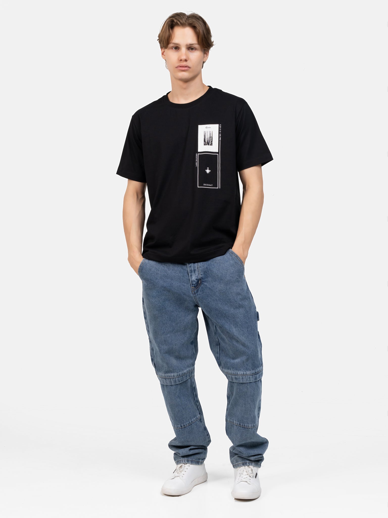 DEEDAT Crew Neck Regular Fit Tee - Black