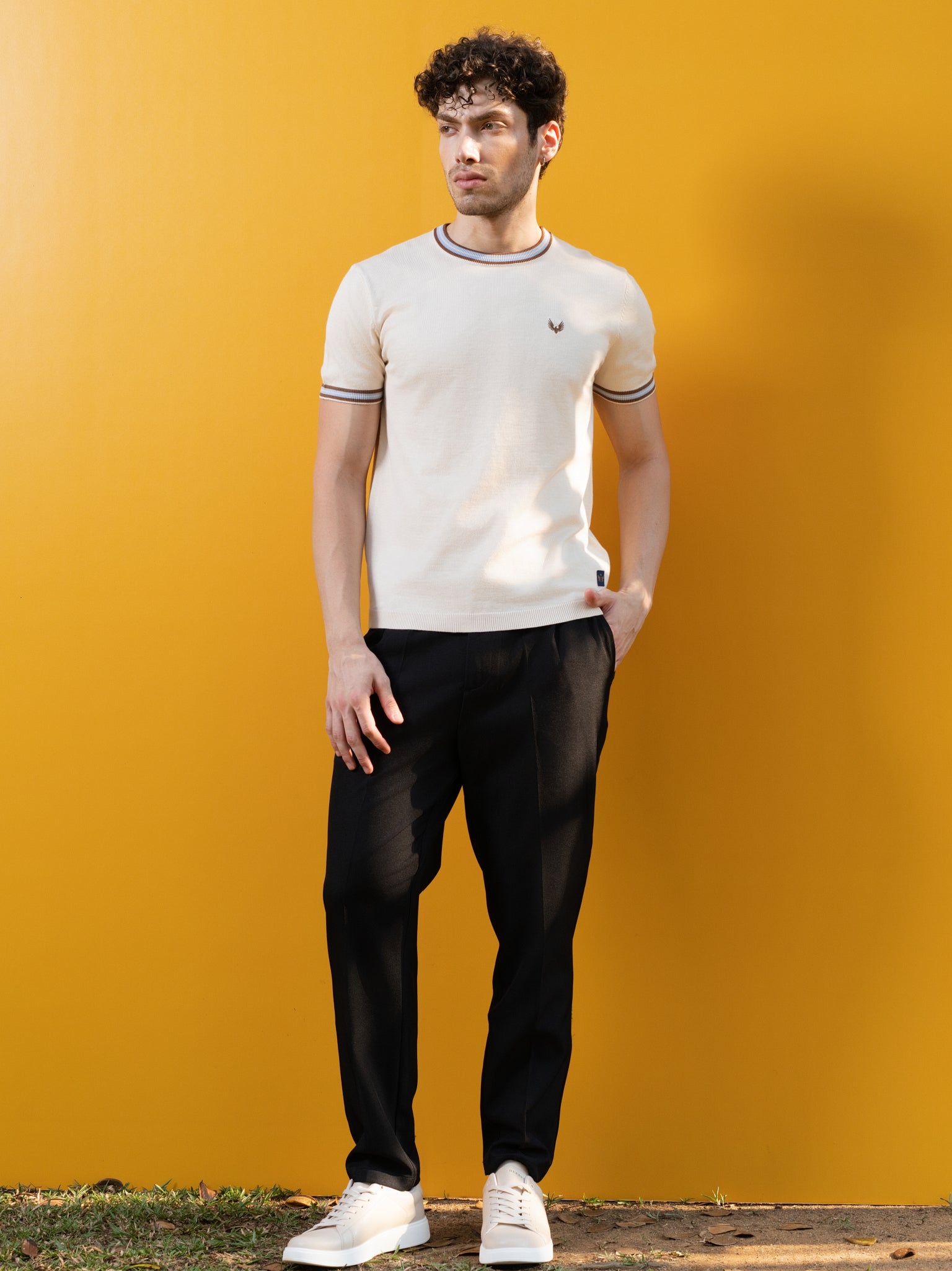 DEEDAT PORTOFINO Crew Neck Tees - Beige