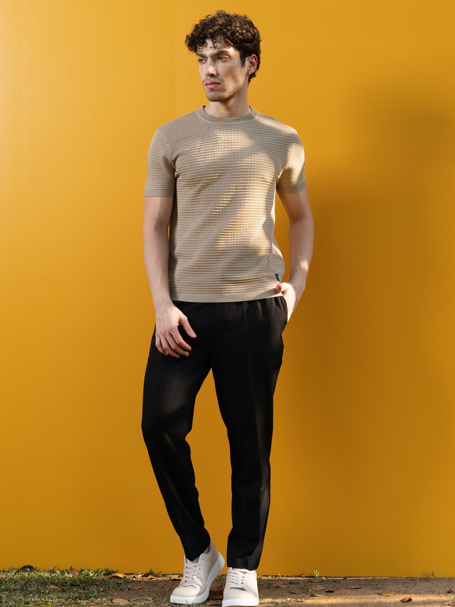 DEEDAT PORTOFINO Crew Neck Tees - Beige